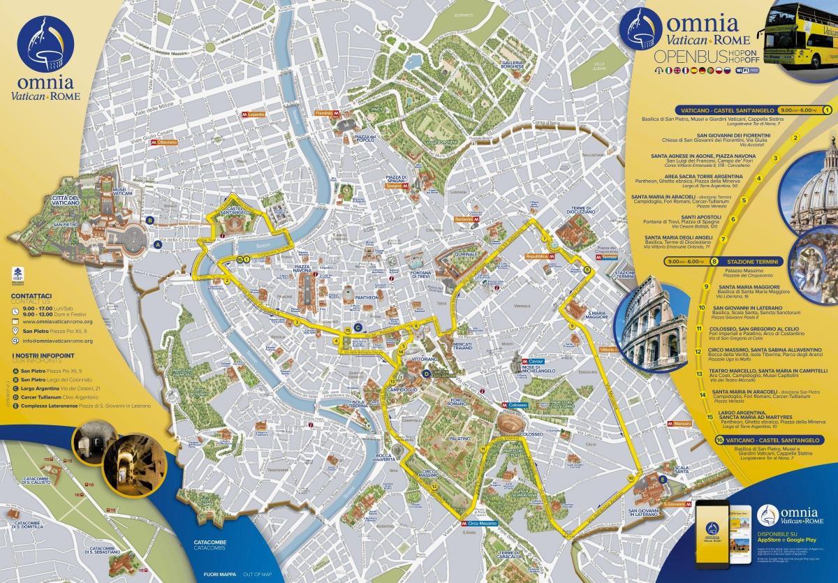 Map of Rome open tour bus route 