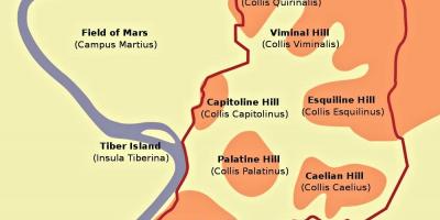Map of hills Rome 