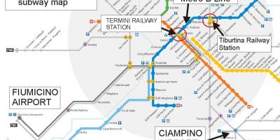 Map of Rome airport and train station