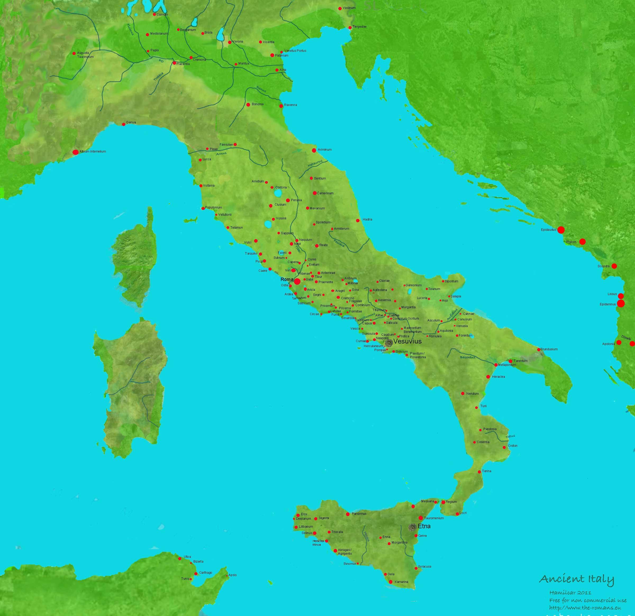 Ancient Italy Map With Cities Map Of Ancient Italy With Cities