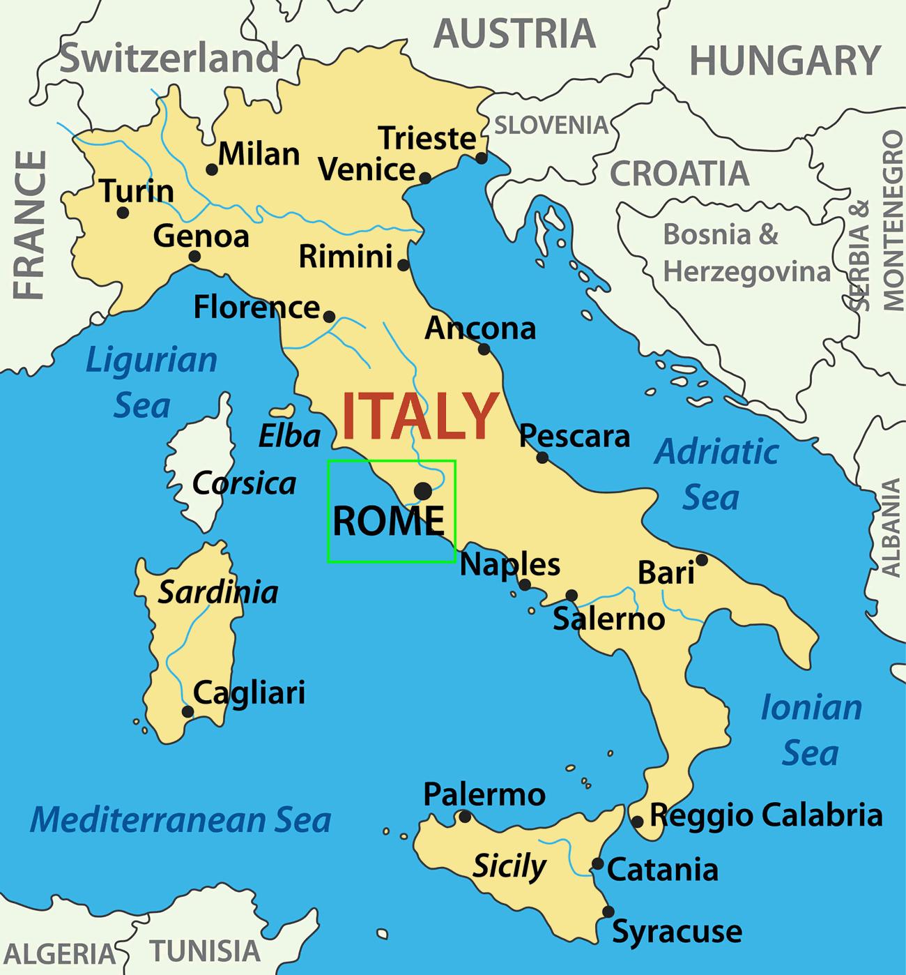 capital of italy map