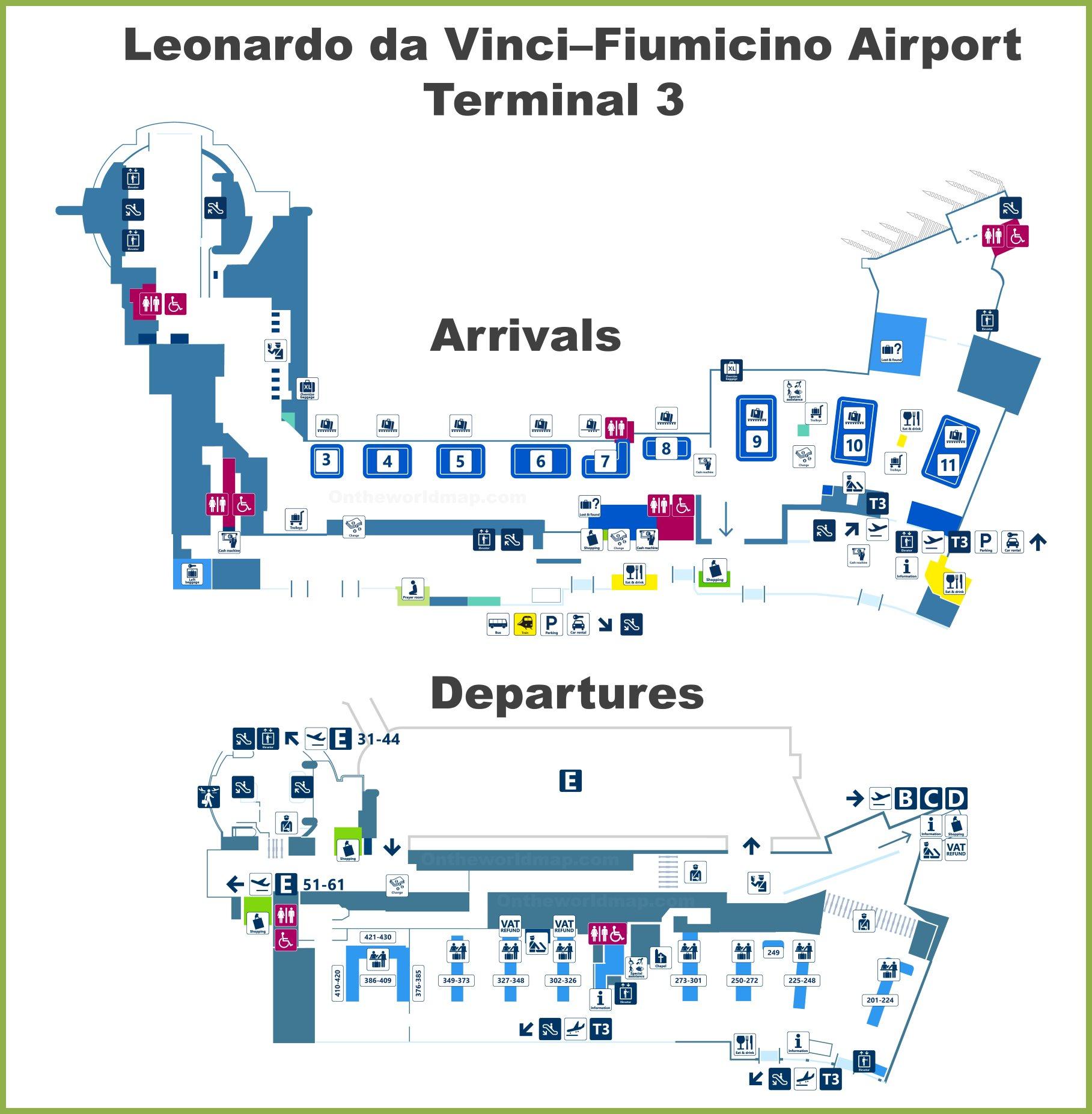 Rome Airport Terminal 3 Map Fco Airport Map Terminal 3 Lazio Italy