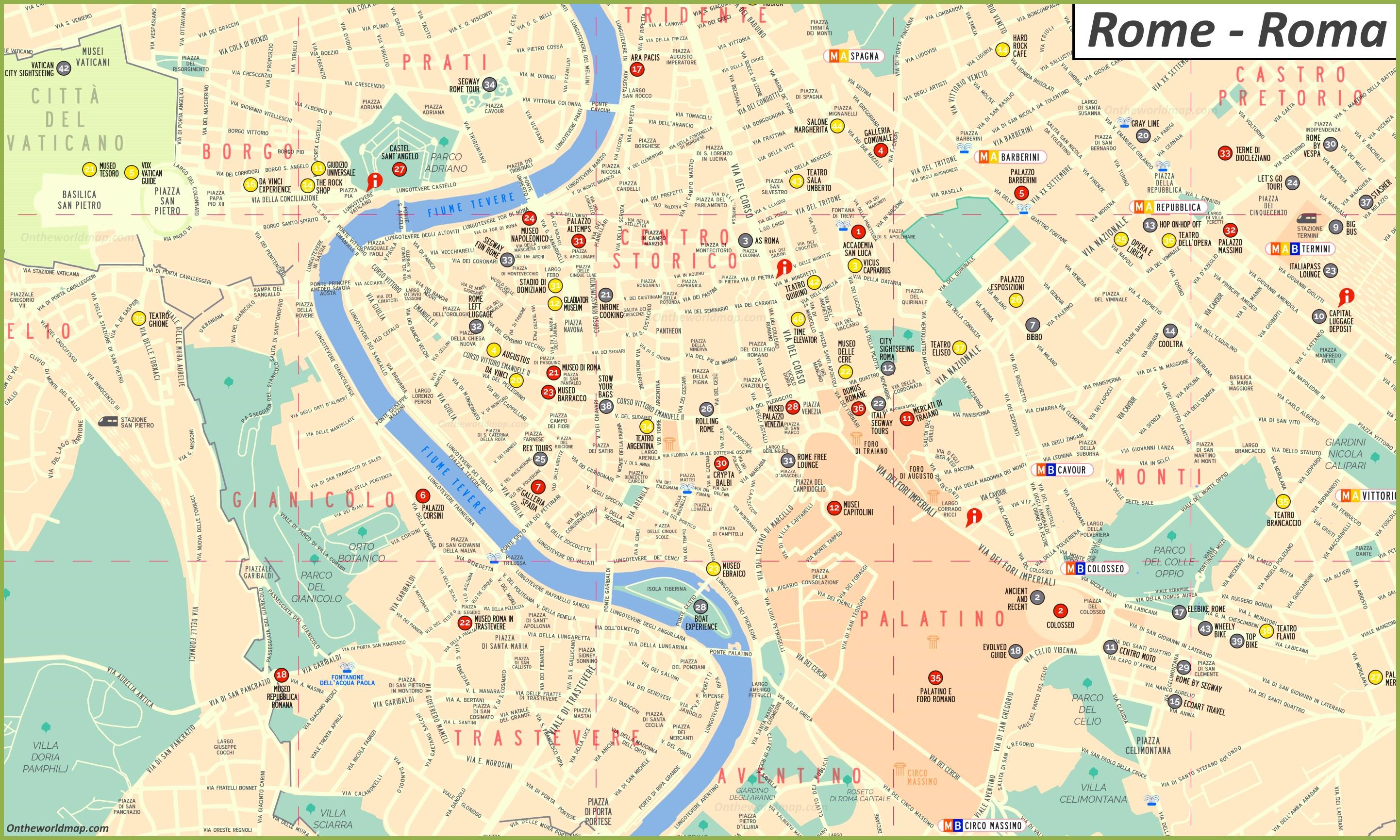 Rome City Map Roma City Map Lazio Italy