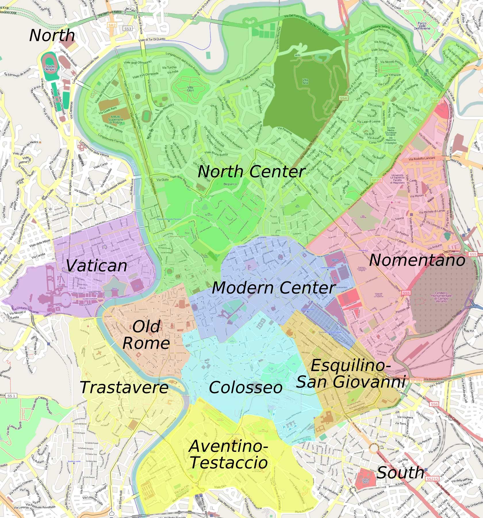 Rome Neighborhoods Map 