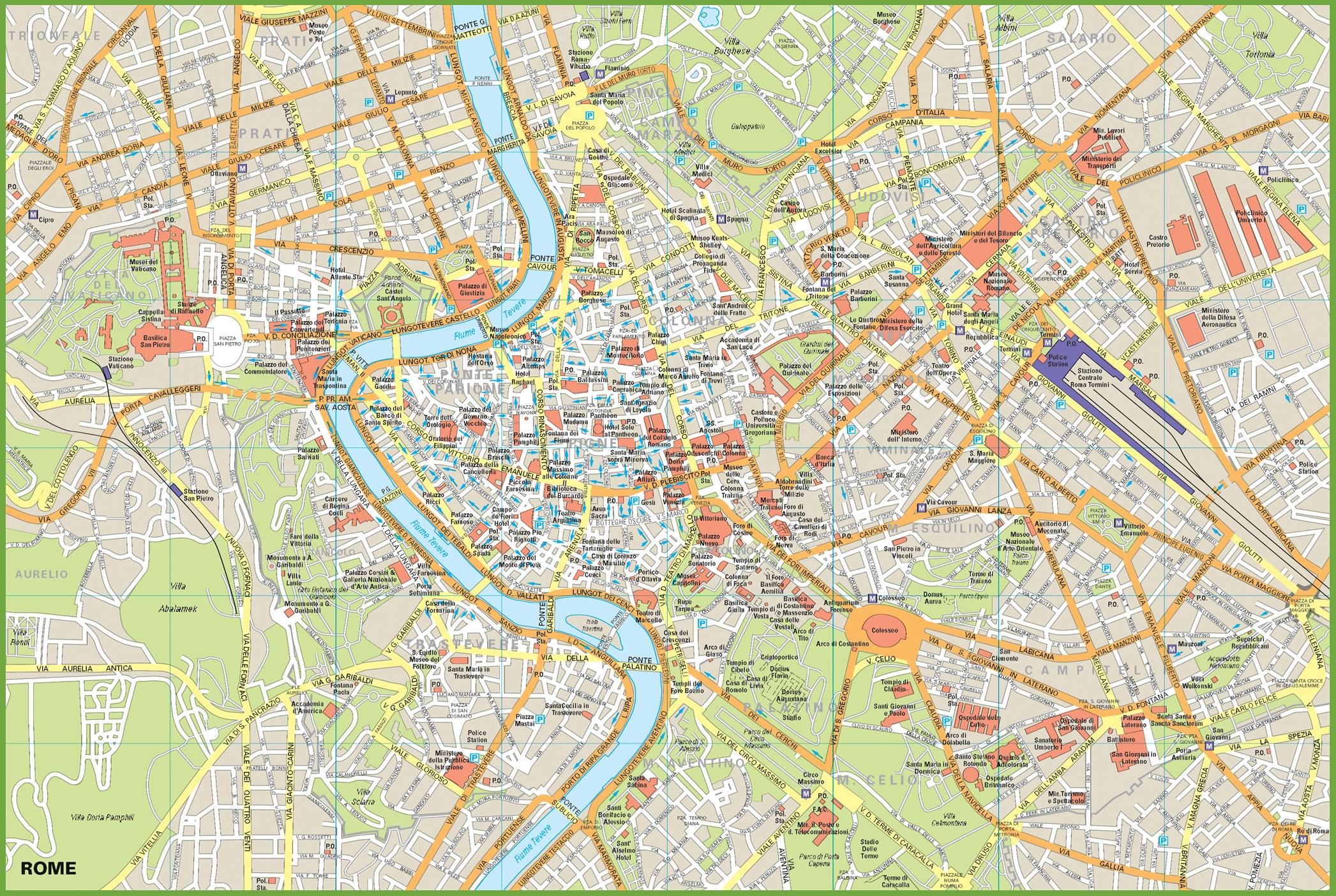 tourist map of rome to print