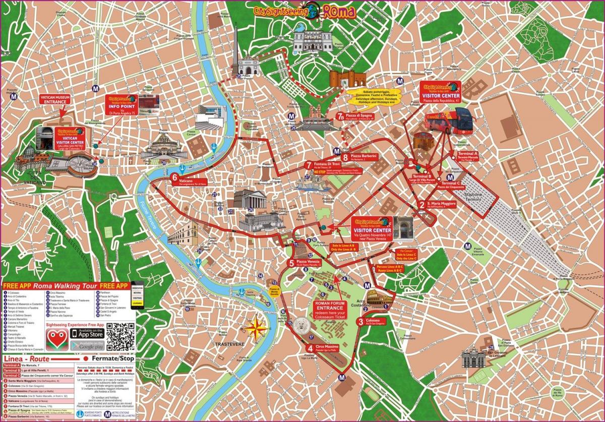 hop on hop off Rome Italy map