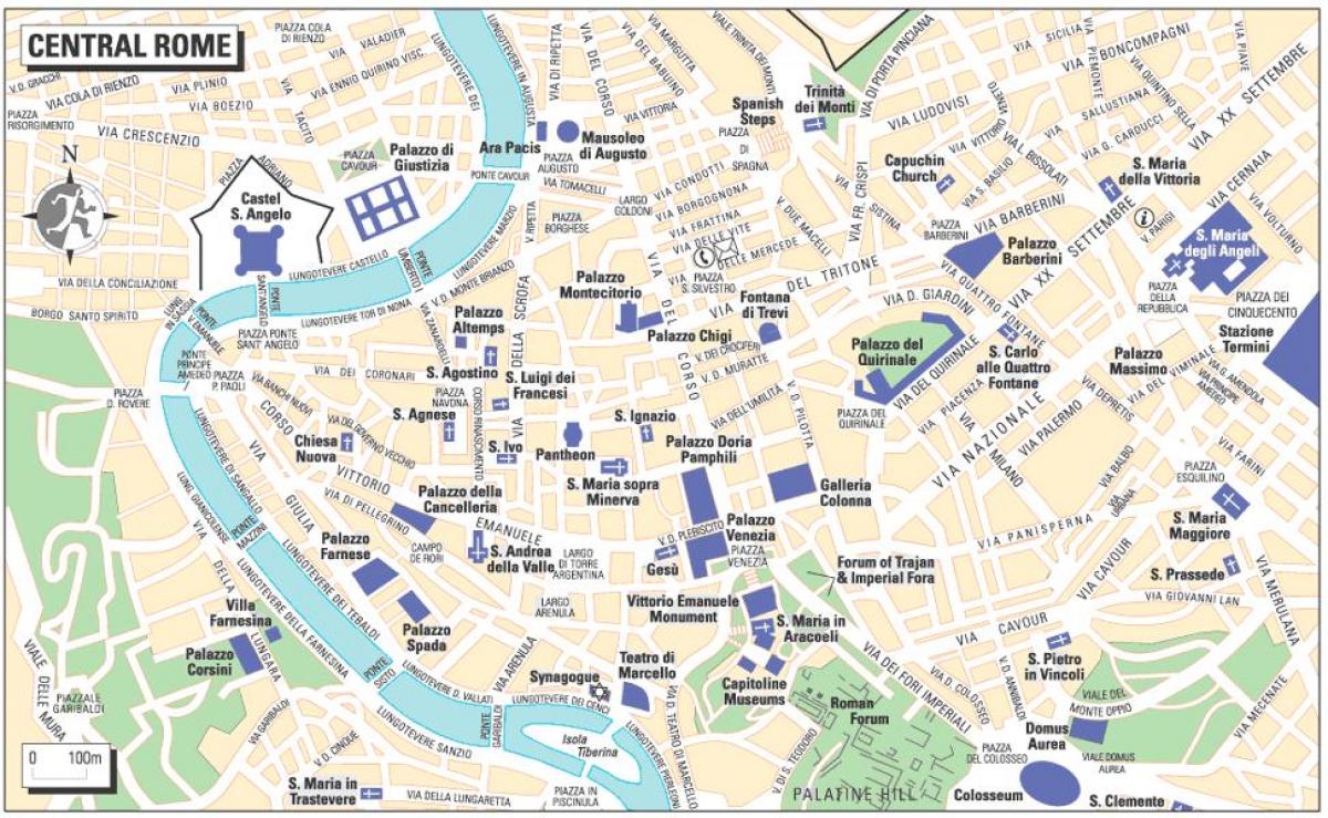 map of central Rome Italy