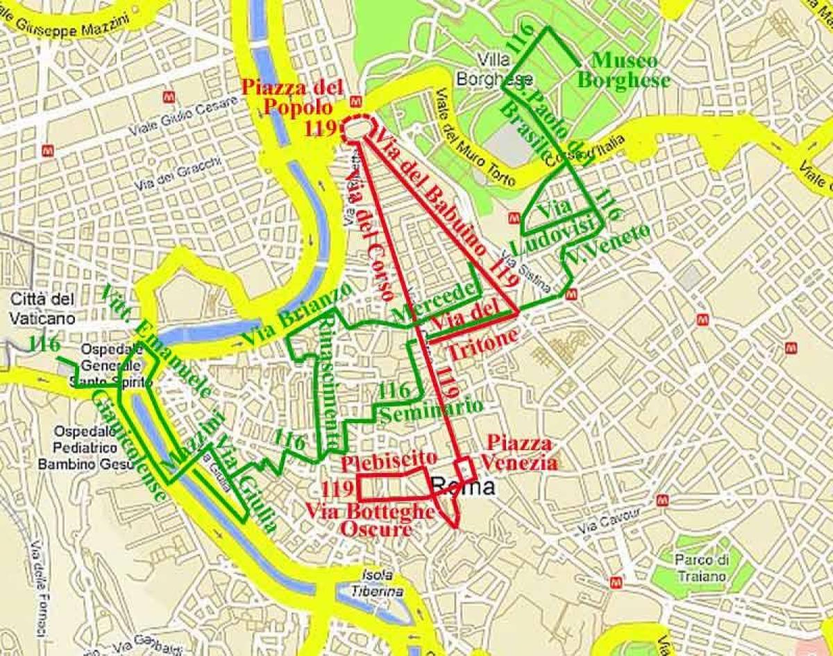 Rome bus 70 route map - Map of Rome bus 70 route (Lazio - Italy)