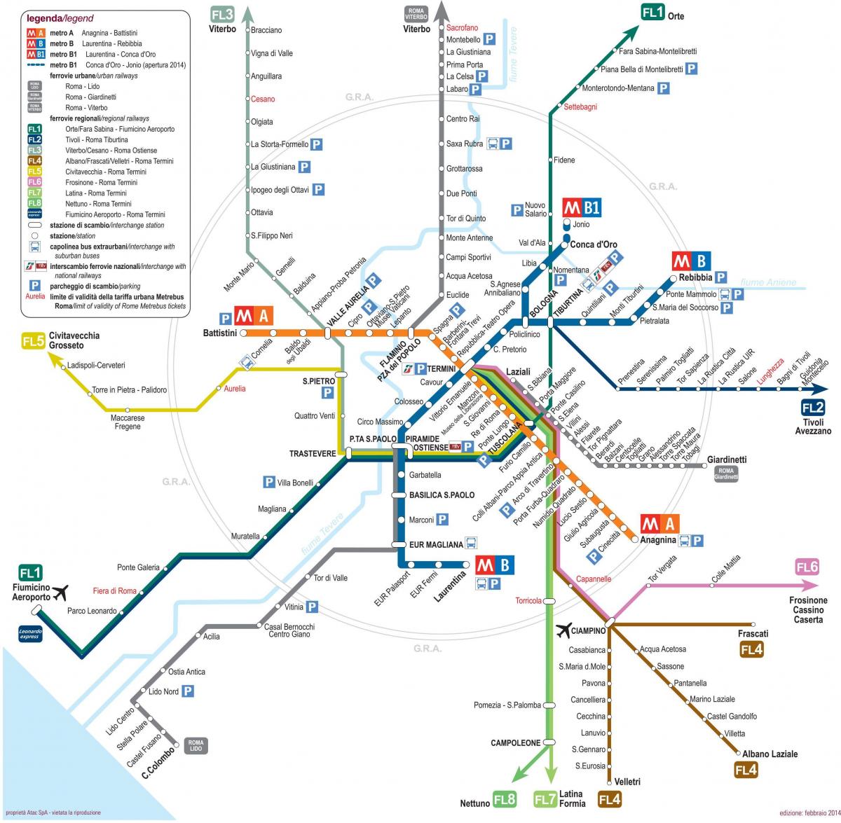 Rome bus and metro map - Tourist map of Rome with metro stops (Lazio ...