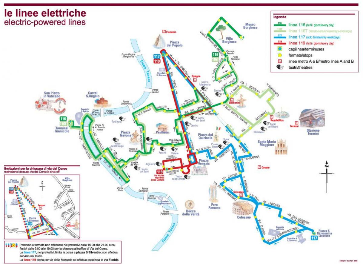 Map of Rome electric bus 