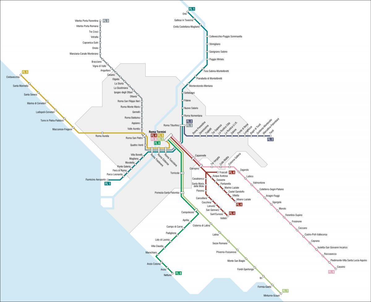 Rome fm1 train map - Rome fr1 train map (Lazio - Italy)