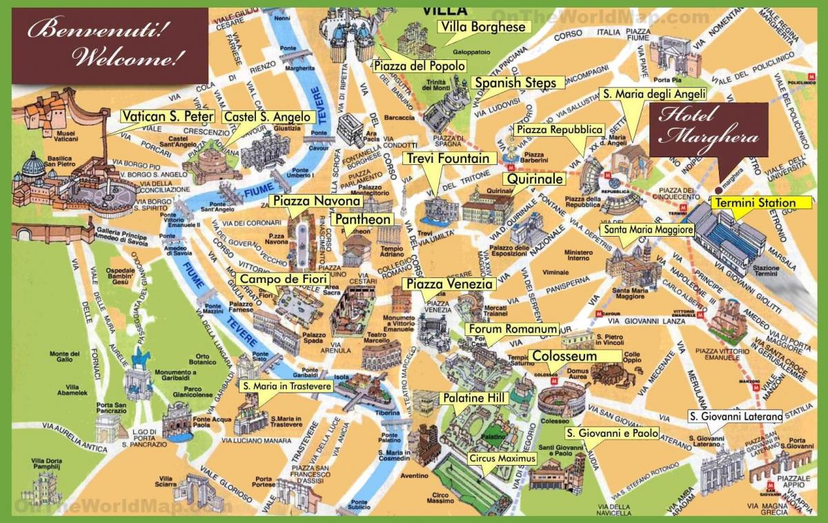 Rome Highlights Map Map Of Rome Highlights Lazio Italy