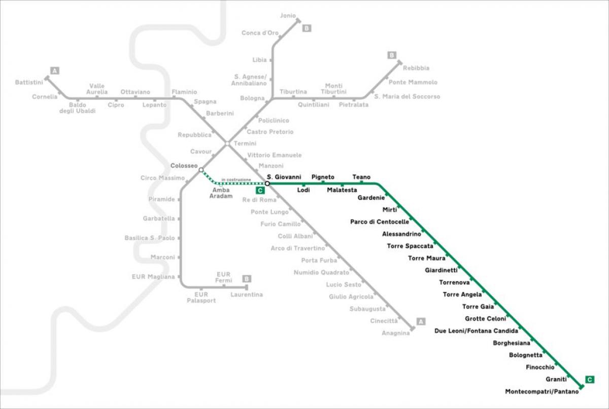Map of Rome metro line c
