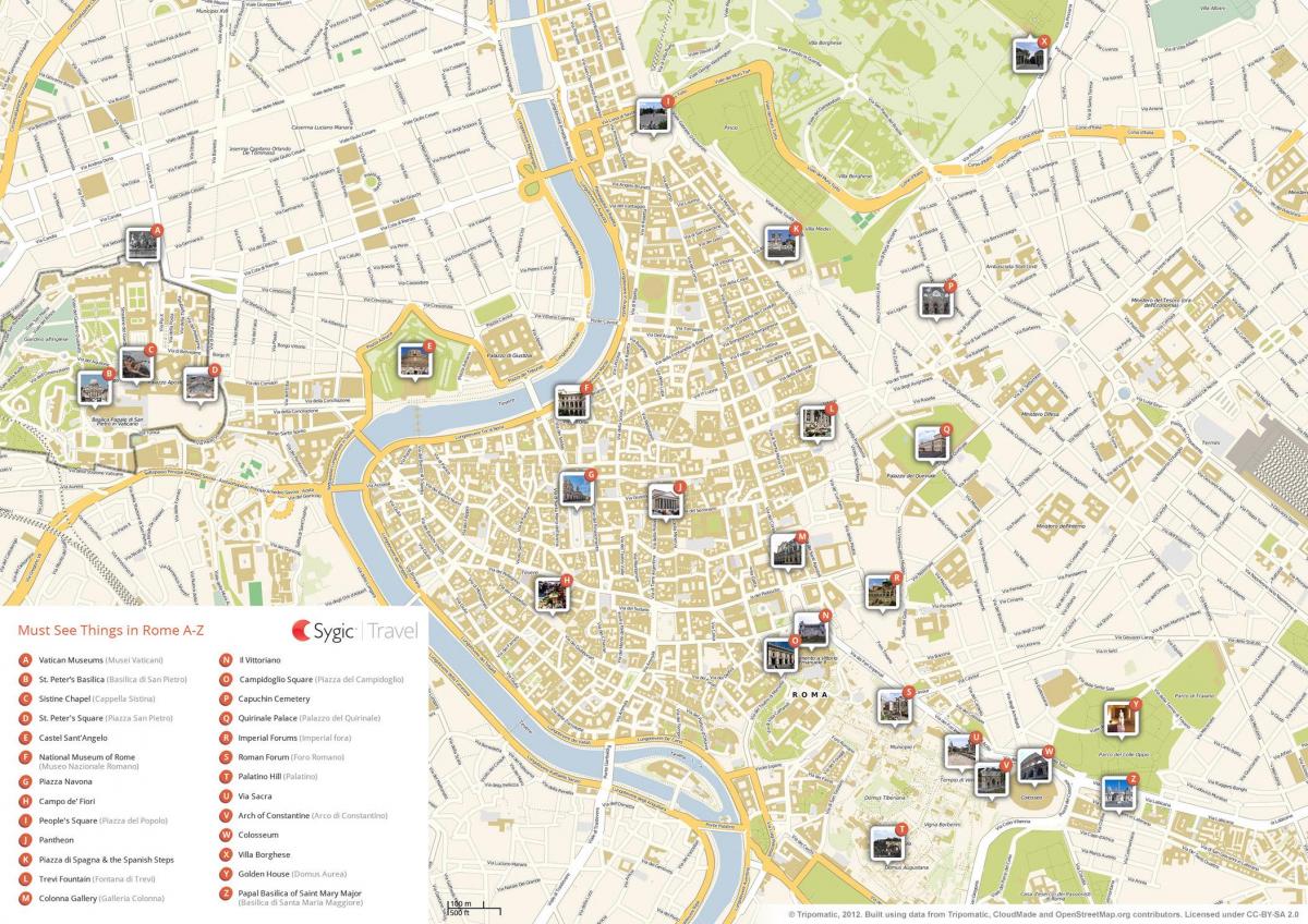 Map of Rome monuments 