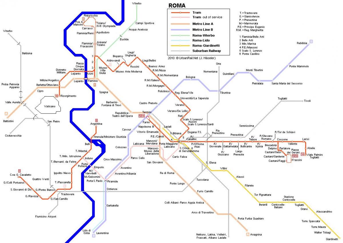 tram map Rome Italy